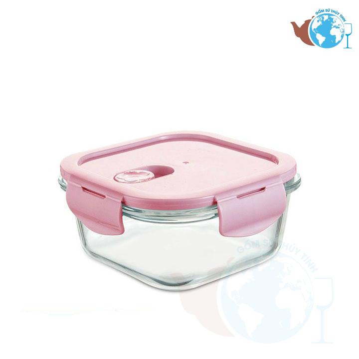 Hộp đựng cơm - Hộp thủy tinh VUÔNG BX2003 đựng thực phẩm 320ml hàng cao cấp, màu ngẫu nhiên, dùng được lò viba, hoặc bỏ được ngăn đông