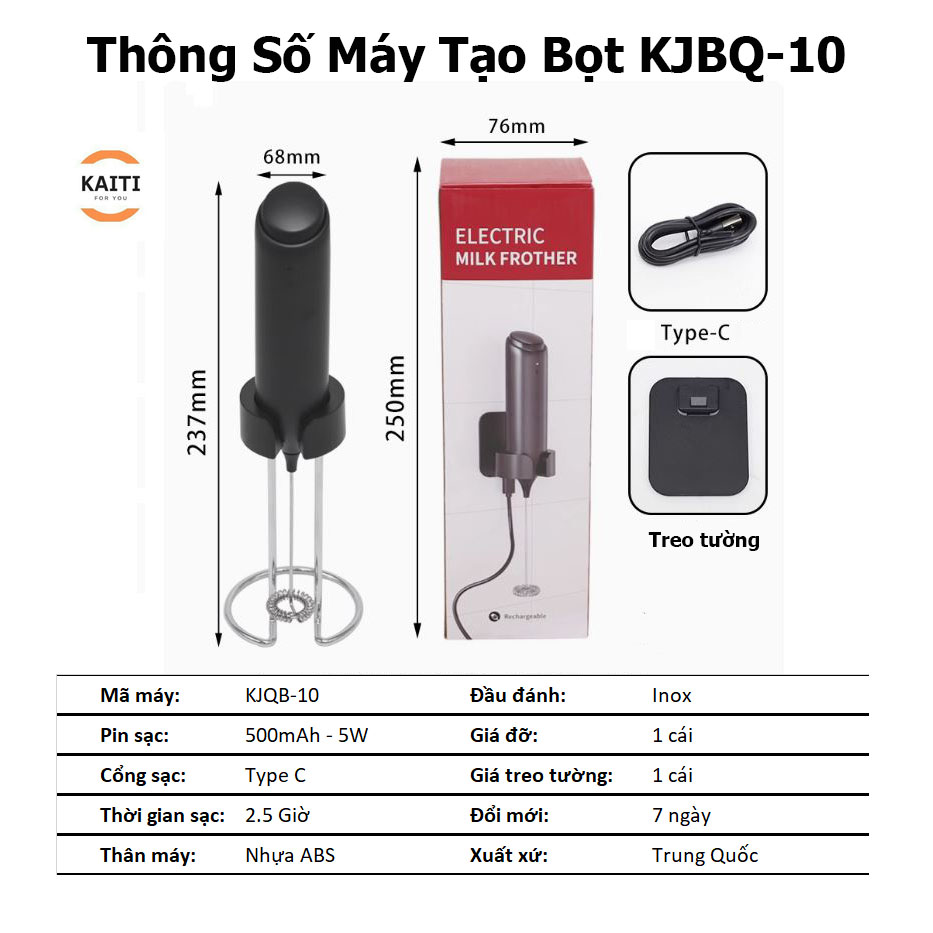 Máy tạo bọt cà phê, máy đánh trứng cầm tay mini sạc USB