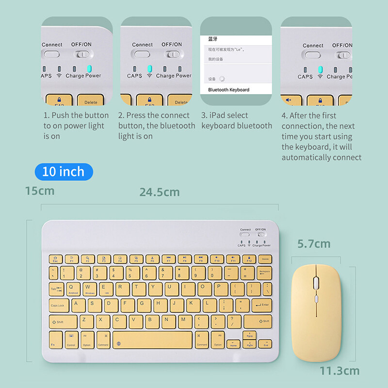 Bàn phím bluetooth không dây mini HP 10 inch / chuột không dây cho điện thoại di động và máy tính bảng, các màu có sẵn
