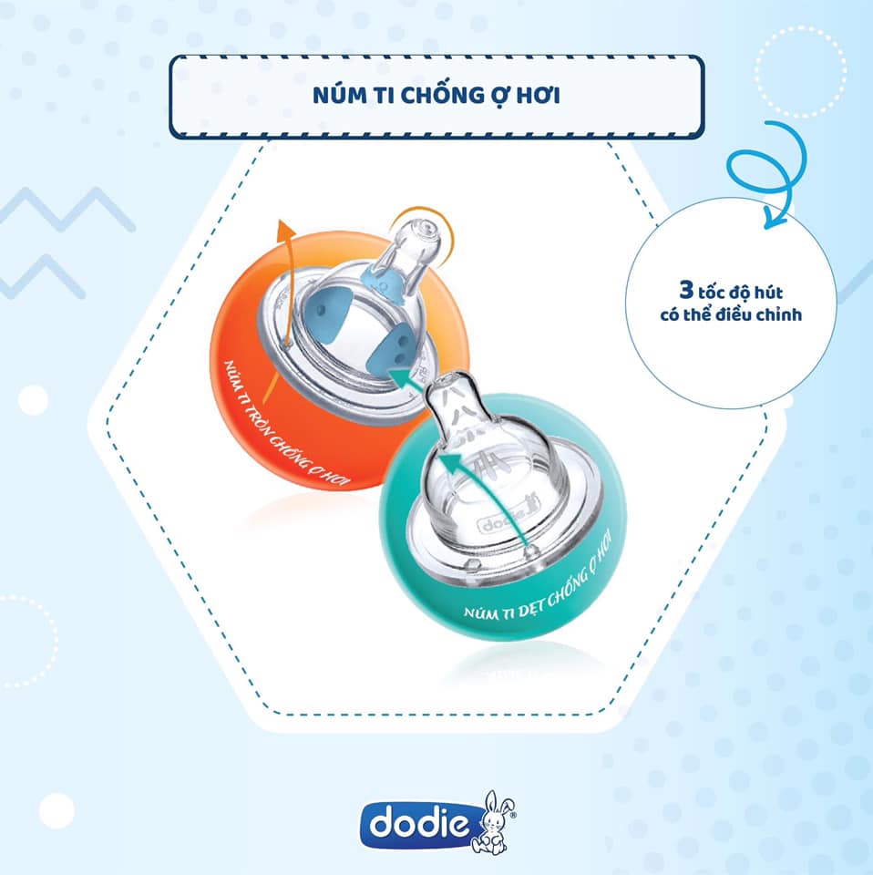 Bộ núm ti đa tốc độ Dodie cho bé trên 6 tháng