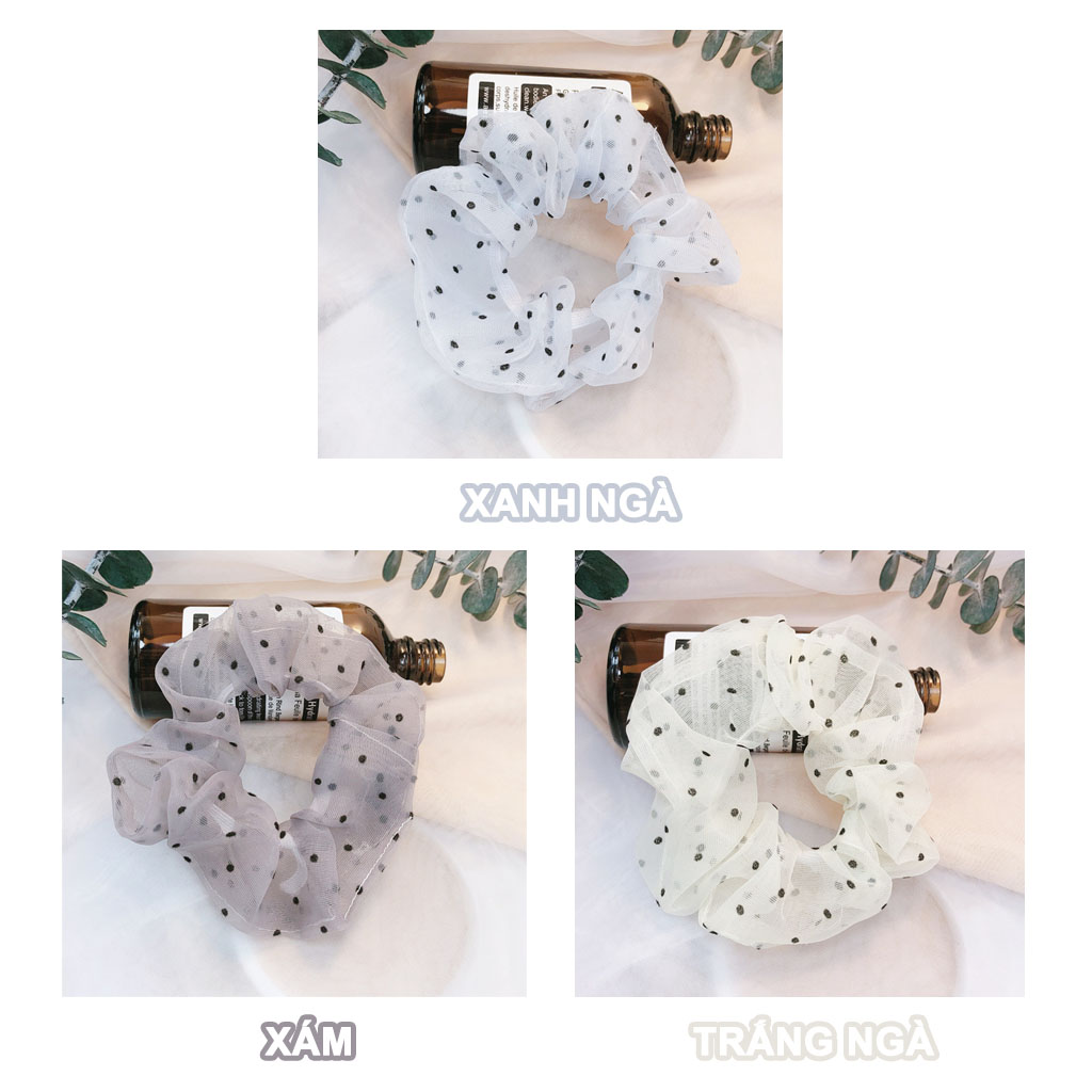 Dây buộc tóc vải Scrunchies chấm bi dễ thương CT51