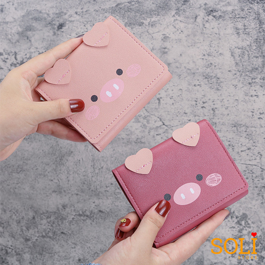 Ví da nữ mini cầm tay heo con cute VD10