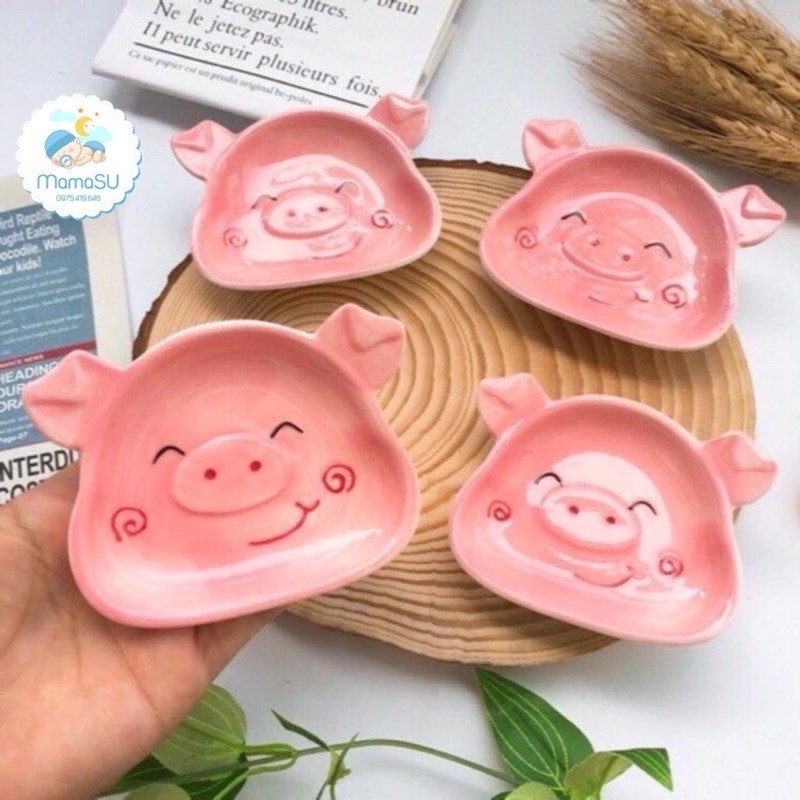 Đĩa sứ mini heo hồng cho bé ăn dặm kiểu Nhật