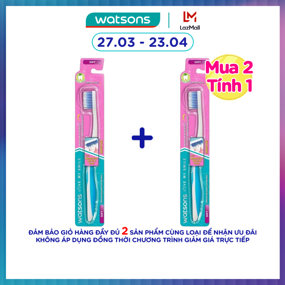 [MUA 2 GIÁ 59K] Bàn Chải Đánh Răng Watsons Sensitive Toothbrush (Soft) 1 cây
