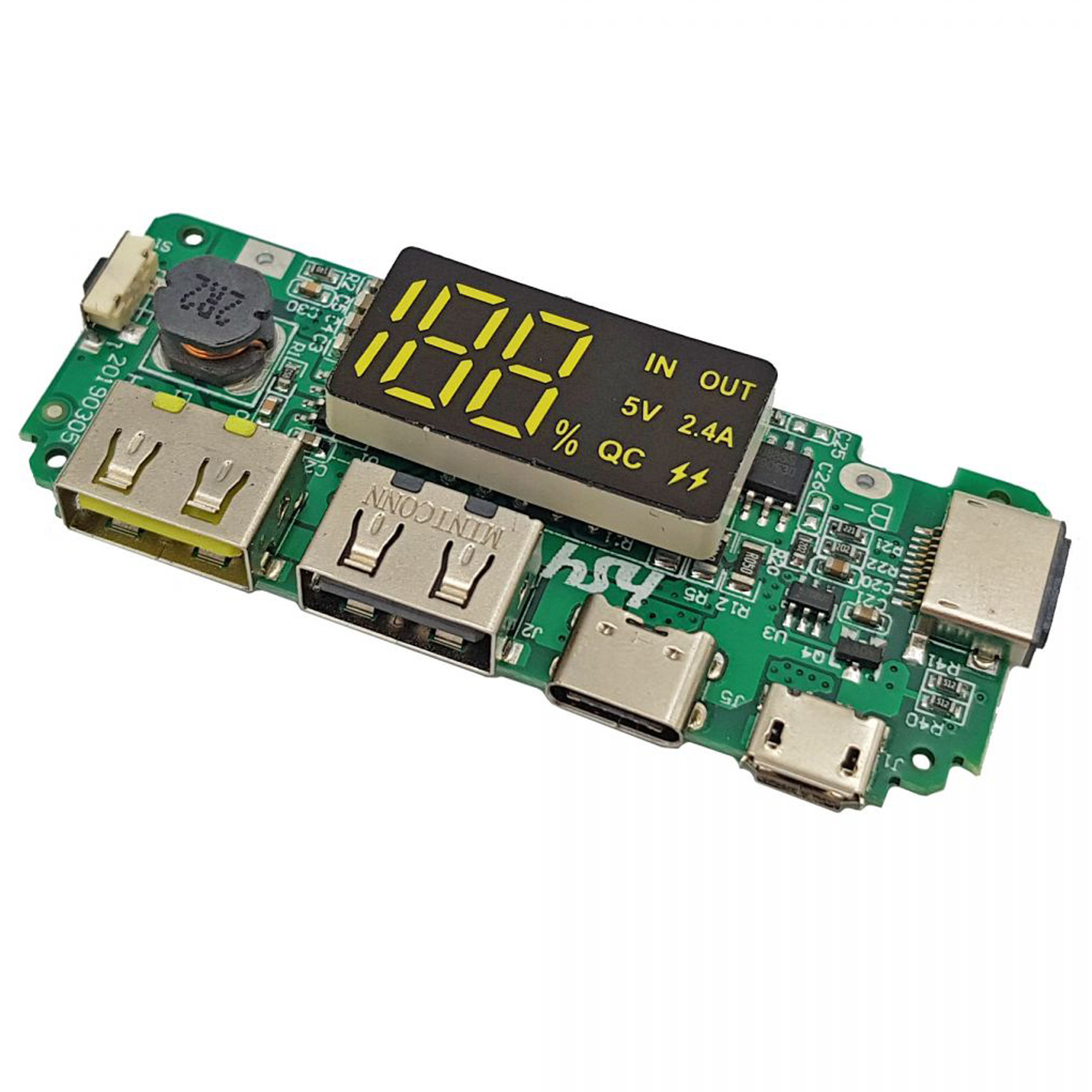 Mạch sạc dự phòng 2 cổng USB, Iphone, Micro USB và Type-C 5V 2.4A