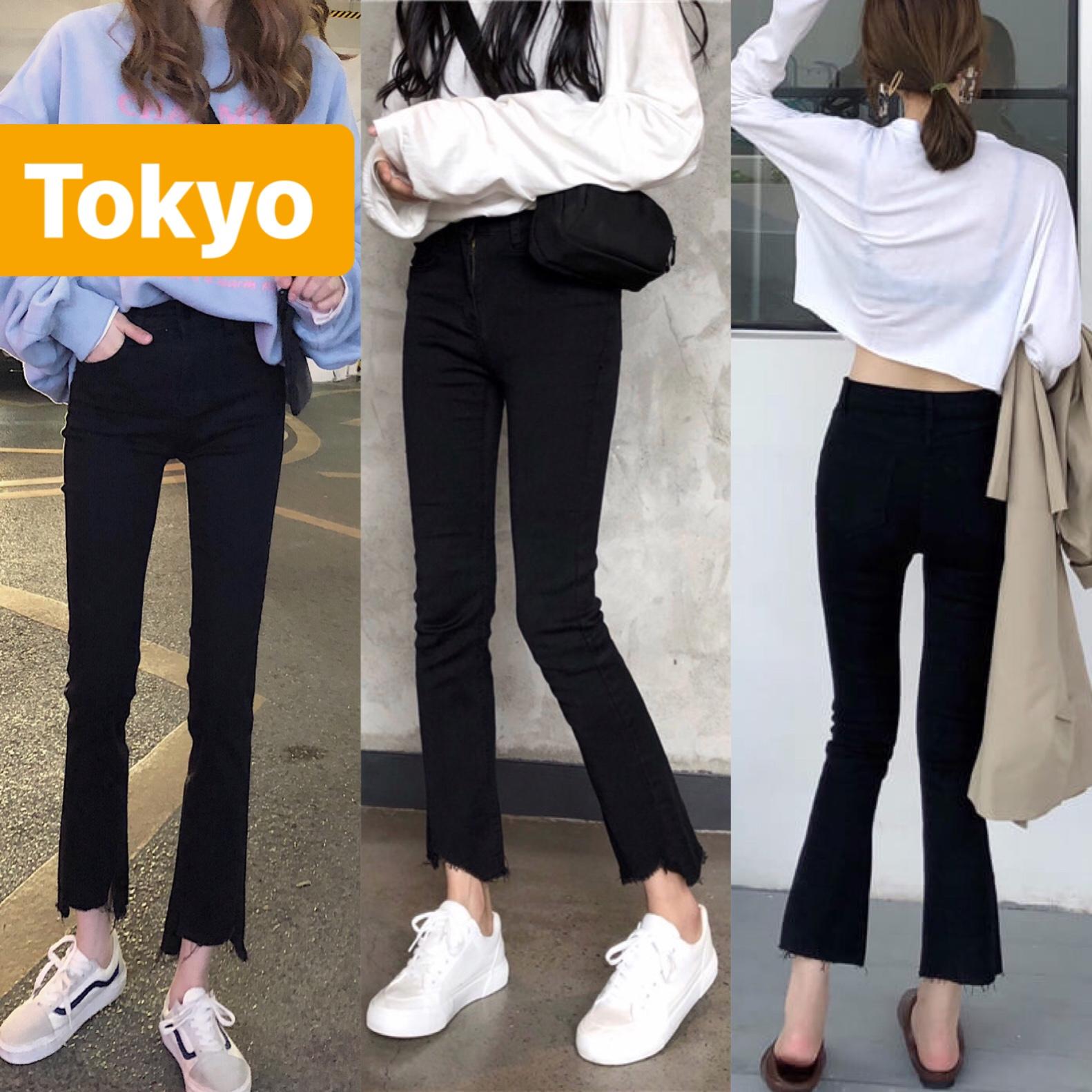QUẦN JEAN NỮ ĐEN CHẤT BÒ ĐEN ỐNG LOE BASS LƯNG CAO NÂNG MÔNG FURIKA TOKY-101 CAO CẤP - TOKYO FASHION