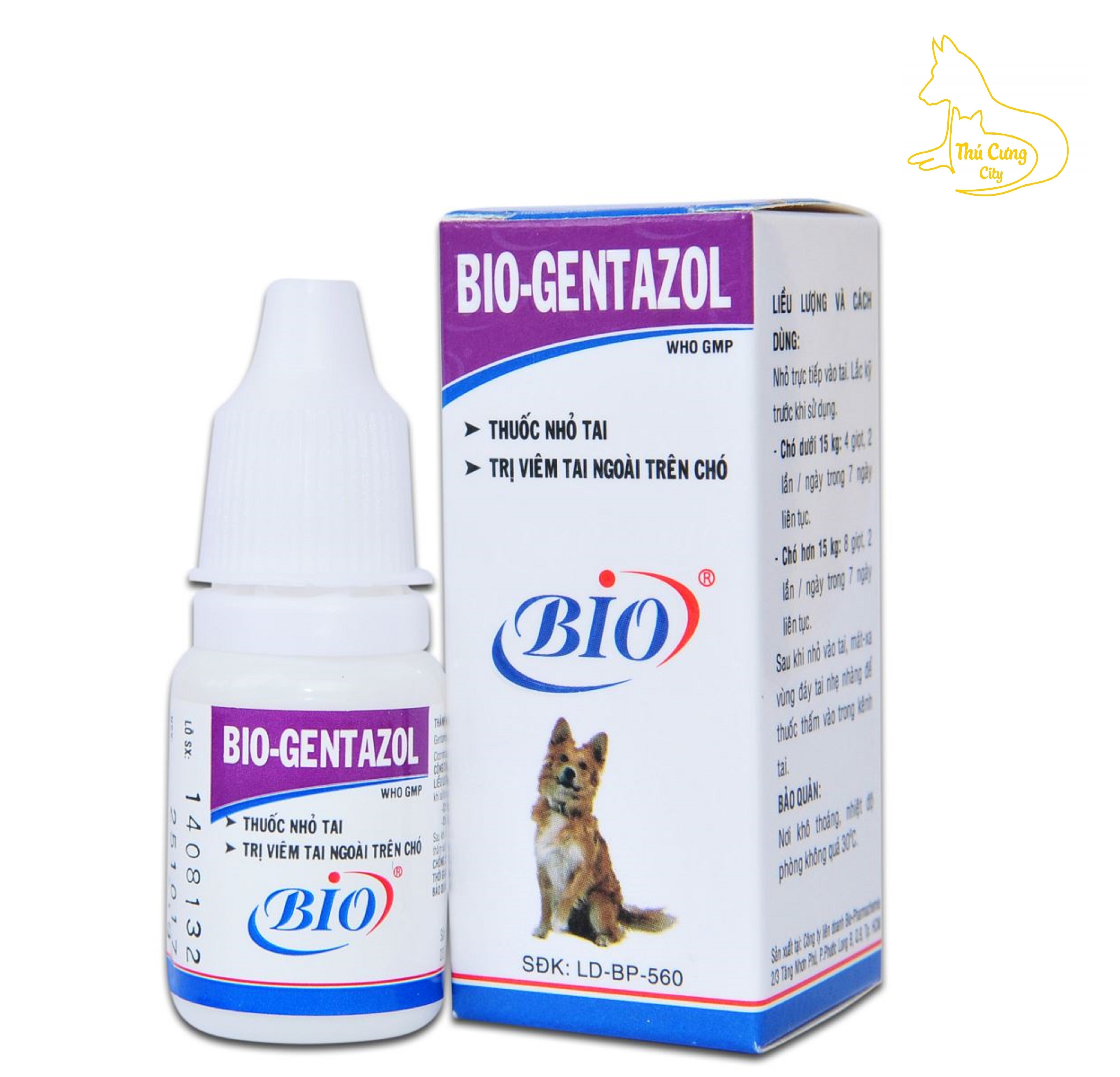 dược phẩm  Bio gentazol nhỏ tai , trị viêm tai ngoài trên chó