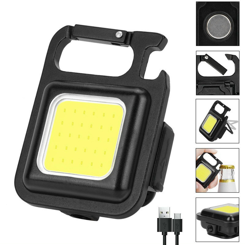 Đèn pin siêu sáng, đèn led mini COB 800 Lumens móc khóa đa năng sạc usb tiện dụng