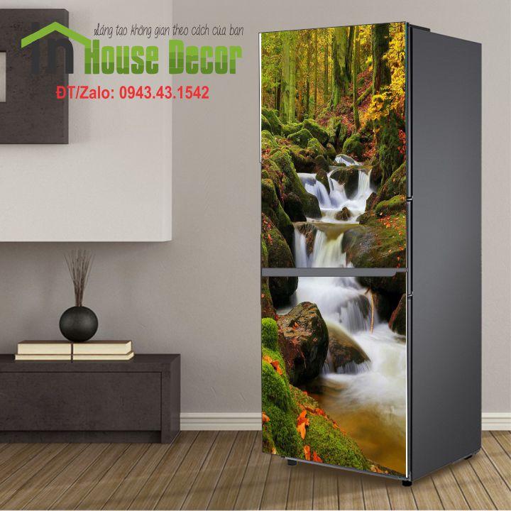 Tranh trang trí tủ lạnh 3d  Giấy dán tủ lạnh Thác nước 1 - Decal dán tủ lạnh máy giặt kệ tường tủ quần áo 118