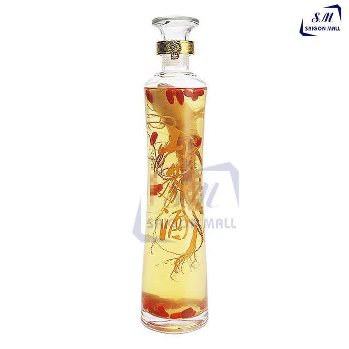 Bình đựng rượu 0.5 lít, Bình thủy tinh ngâm rượu nhân sâm 0.5 lít (BR18-0.5L), bình ngâm lớn cao 31cm, kiểu dáng đẹp, Chai thủy tinh dáng trụ cao eo, bình thủy tinh đựng rượu 500ml - bình sang trọng