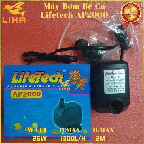 Máy Bơm Nước Lifetech AP2000 (26W-1300L/H-1.5M) - Máy Bơm Lifetech AP2000 Cho Hồ Cá