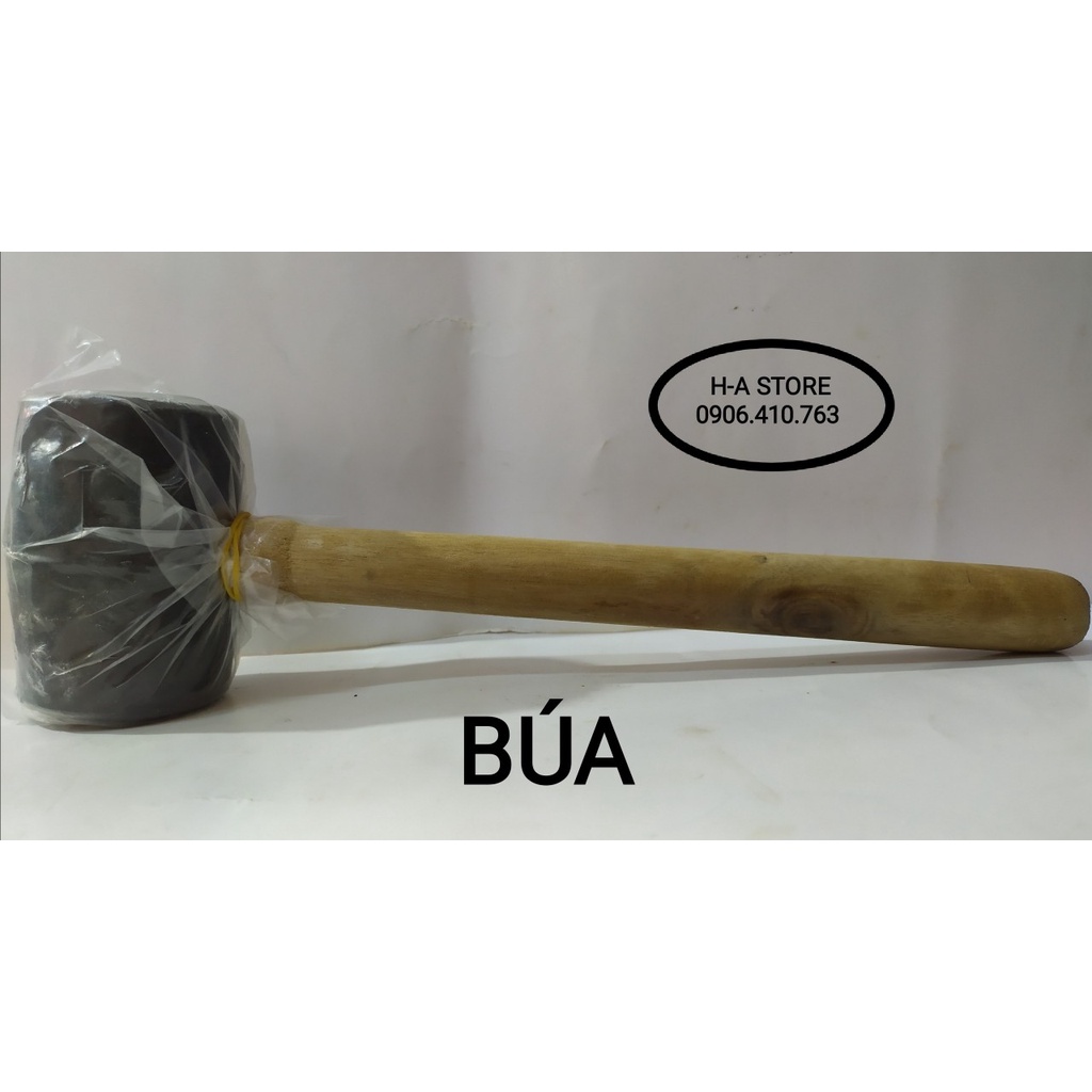 Búa cao su đen cán gỗ