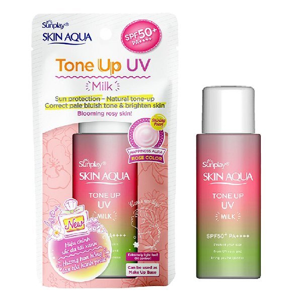 Sữa chống nắng nâng tông dành cho da dầu/hỗn hợp Sunplay Skin Aqua Tone Up UV Milk Happiness Aura (Rose) (cho da sáng hồng, khuyết điểm xanh) (50g) Sữa chống nắng nâng tông dành cho da dầu/hỗn hợp Sunplay Skin Aqua Tone Up UV Milk Happiness Aura (Rose) (