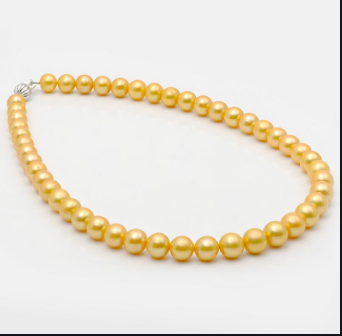 [HCM]chuỗi vòng cổ ngọc trai nuôi màu vàng đẹp suất sắc 9 ly