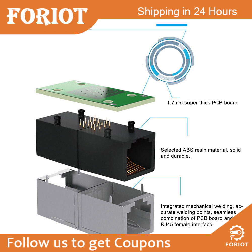 Foriot RJ45 Coupler Ethernet Couplers Ethernet Extender Adapter Cat8 Cat7 Cat6 Cat5e Cat5 Inline Coupler Ethernet Connector