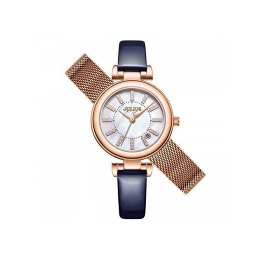 Đồng Hồ Nữ JS-016C Julius Star Hàn Quốc dây da (Xanh kèm dây Đồng)