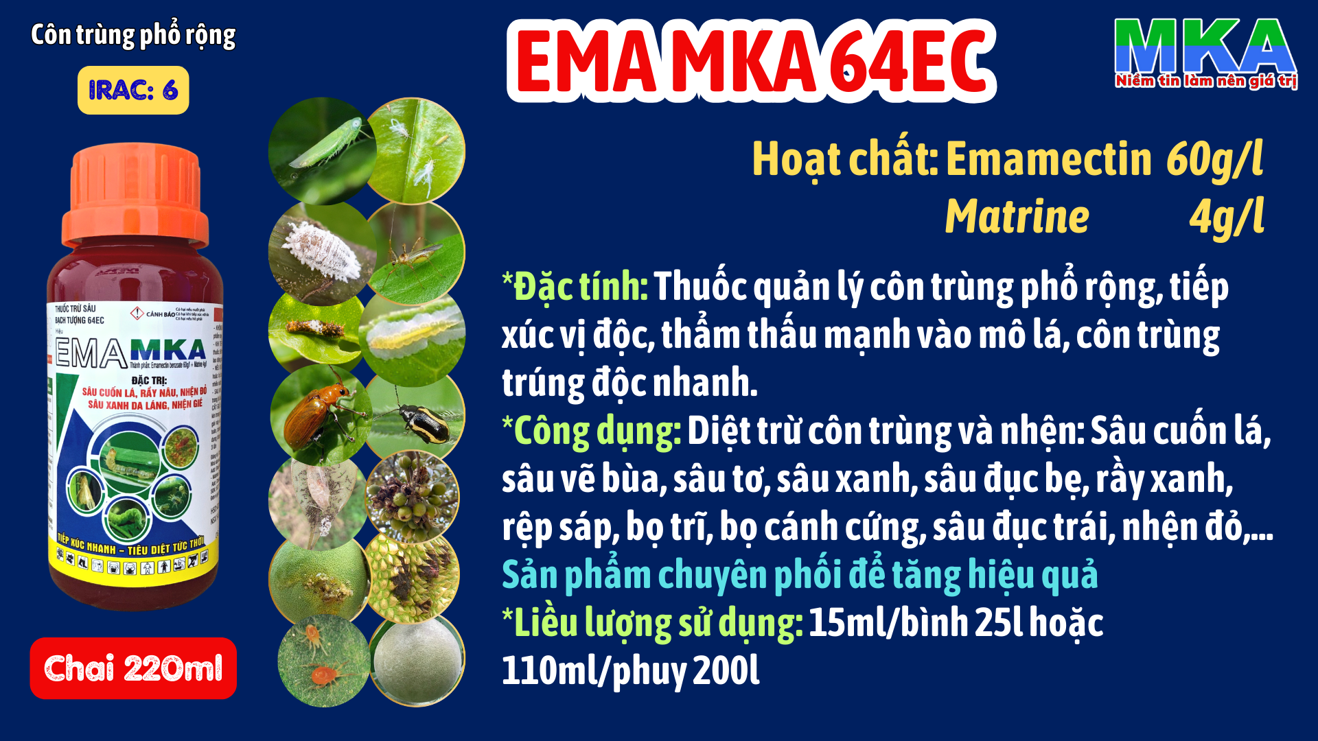 Mka Ema Mka Emamectin Ec Insecticide to Kill Spider Pests - 220ml