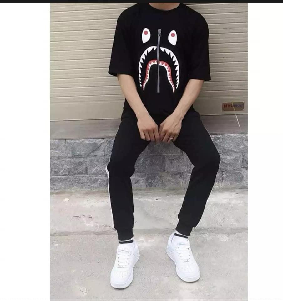 XẢ HÀNG - ĐỒNG GIÁ 19K Áo thun nam in hình cá mập cá tính vải dày mịn mát