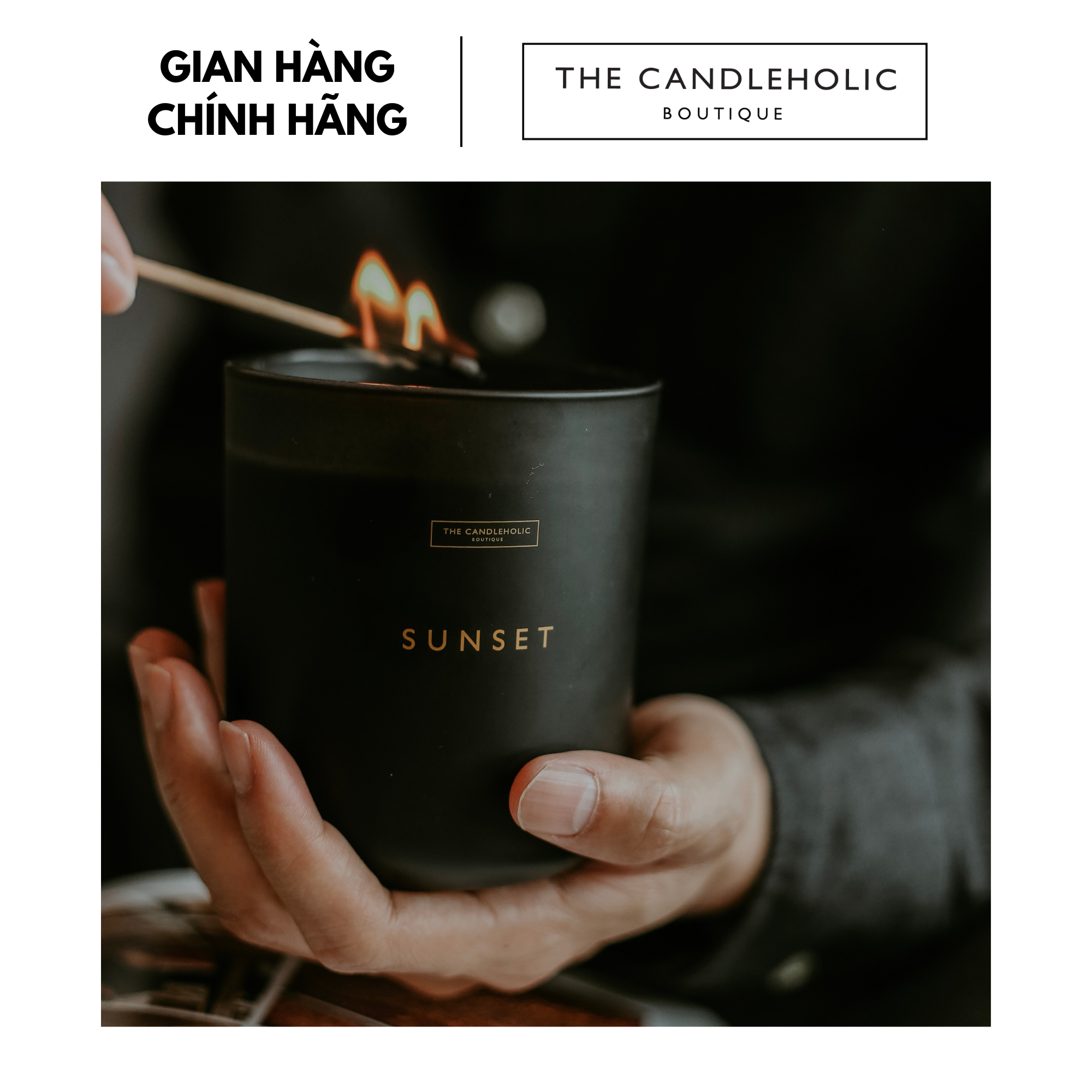 Nến thơm The Candleholic SUNSET (Hương gỗ anh đào, cam bergamot, gỗ bạch dương và vanilla)