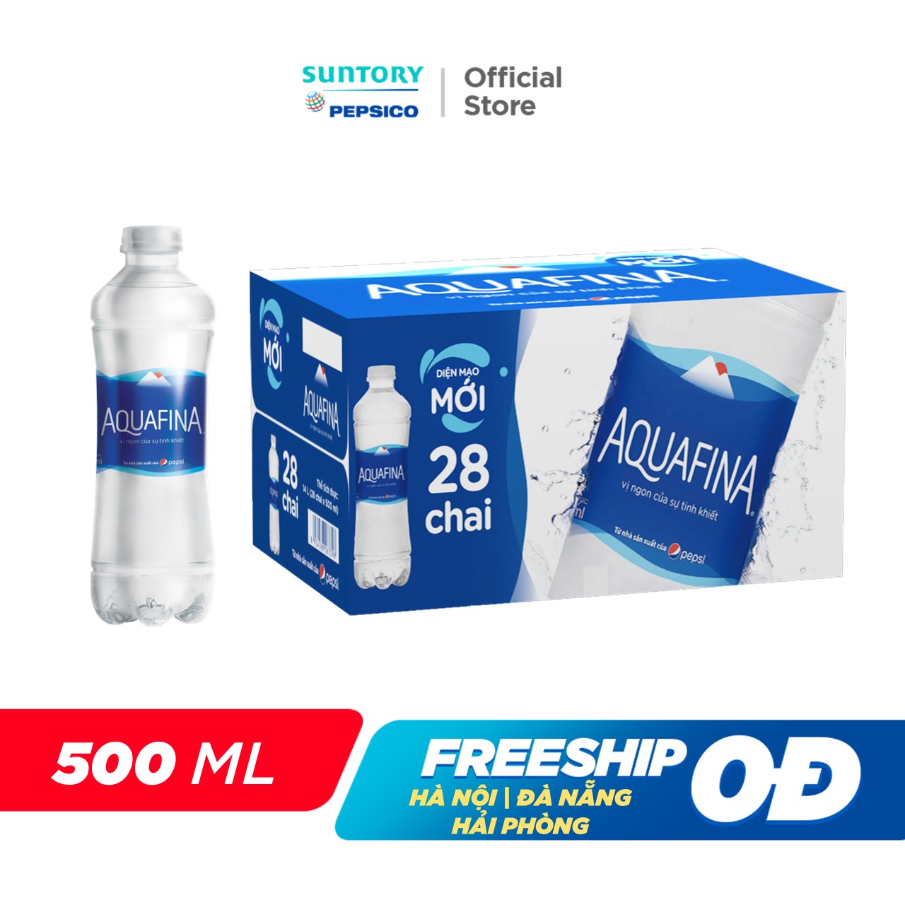 [SALE 15.6] Thùng 28 Chai Nước tinh khiết Aquafina (500ml/chai)