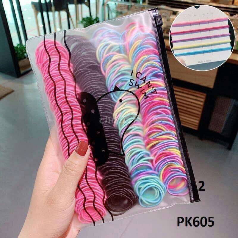 SET 500 DÂY CỘT TÓC NHIỀU MÀU CÓ TÚI ZIP