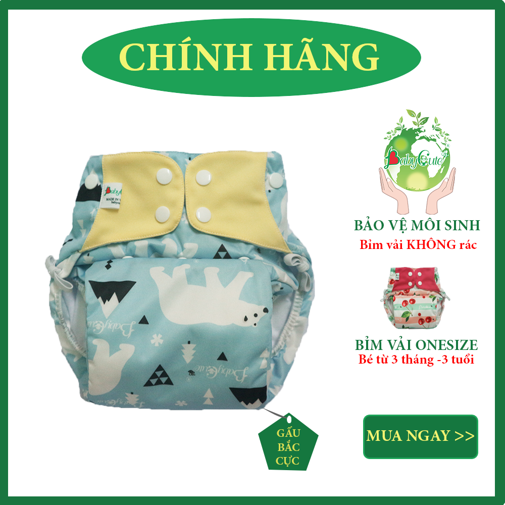 Tã bỉm vải BabyCute Siêu chống tràn One size bé từ 5-25kg mặc ngày và đêm