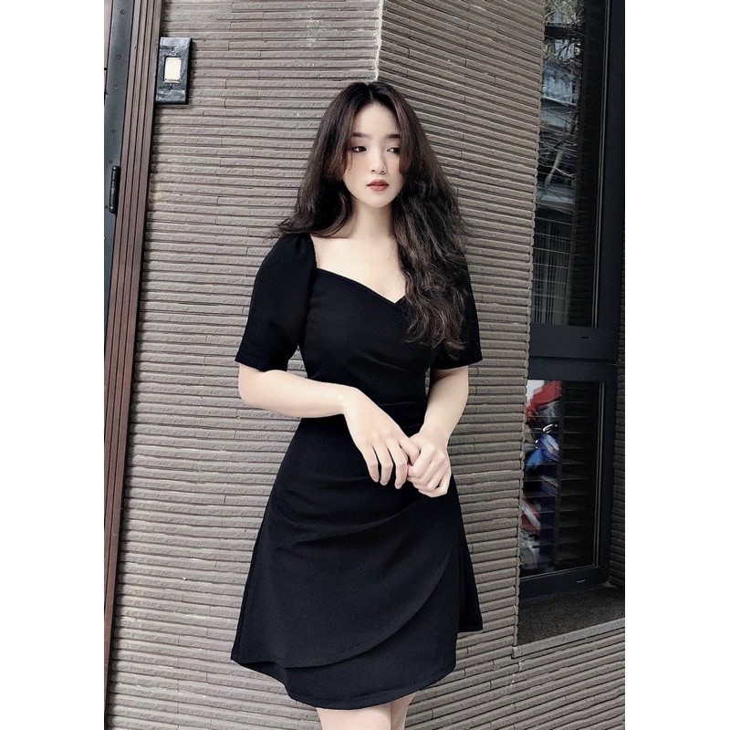 ĐẦM CỔ V, XẾP LI EO (có ành thật) MS56