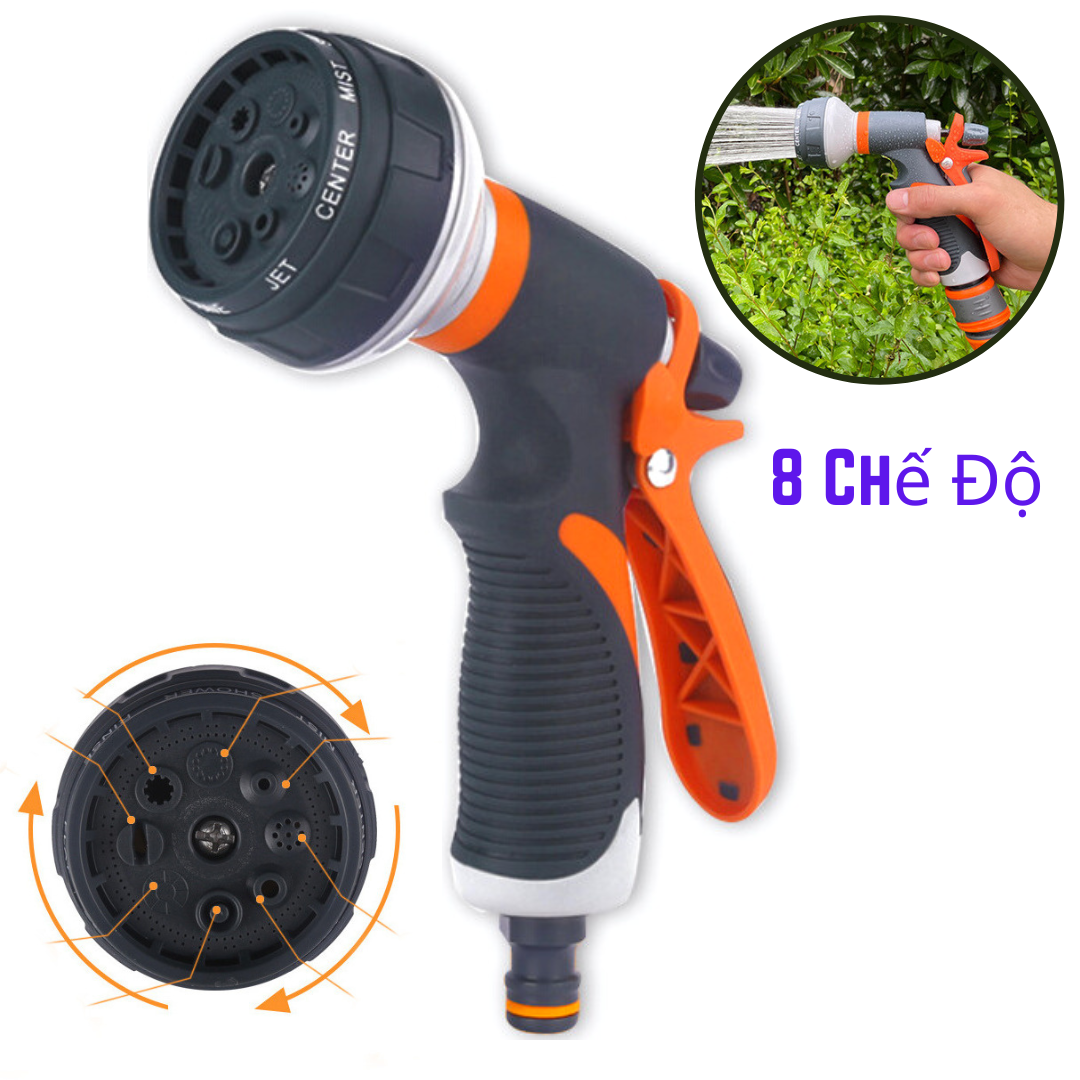 Vòi xịt nước rửa xe ,tưới cây đa năng 8 chế độ