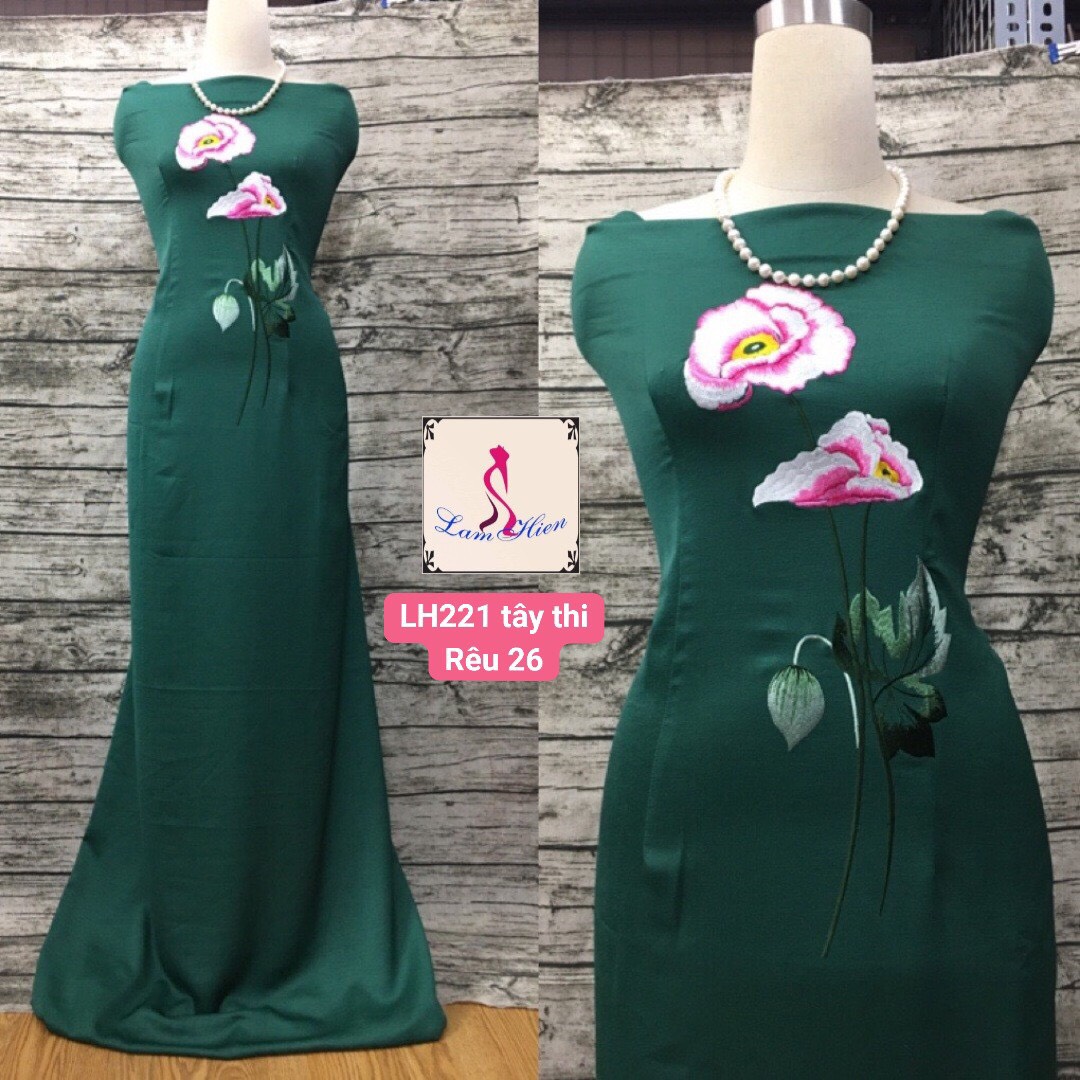 Vải áo dài lụa tây thi bông thêu LH221