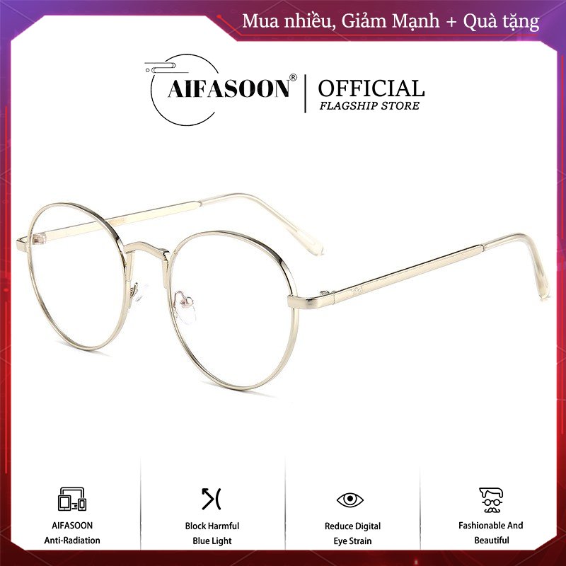 AIFASOON Kính Tròn Kính Mắt Thời Trang Cho Phụ Nữ Kính Mắt Chống Bức Xạ