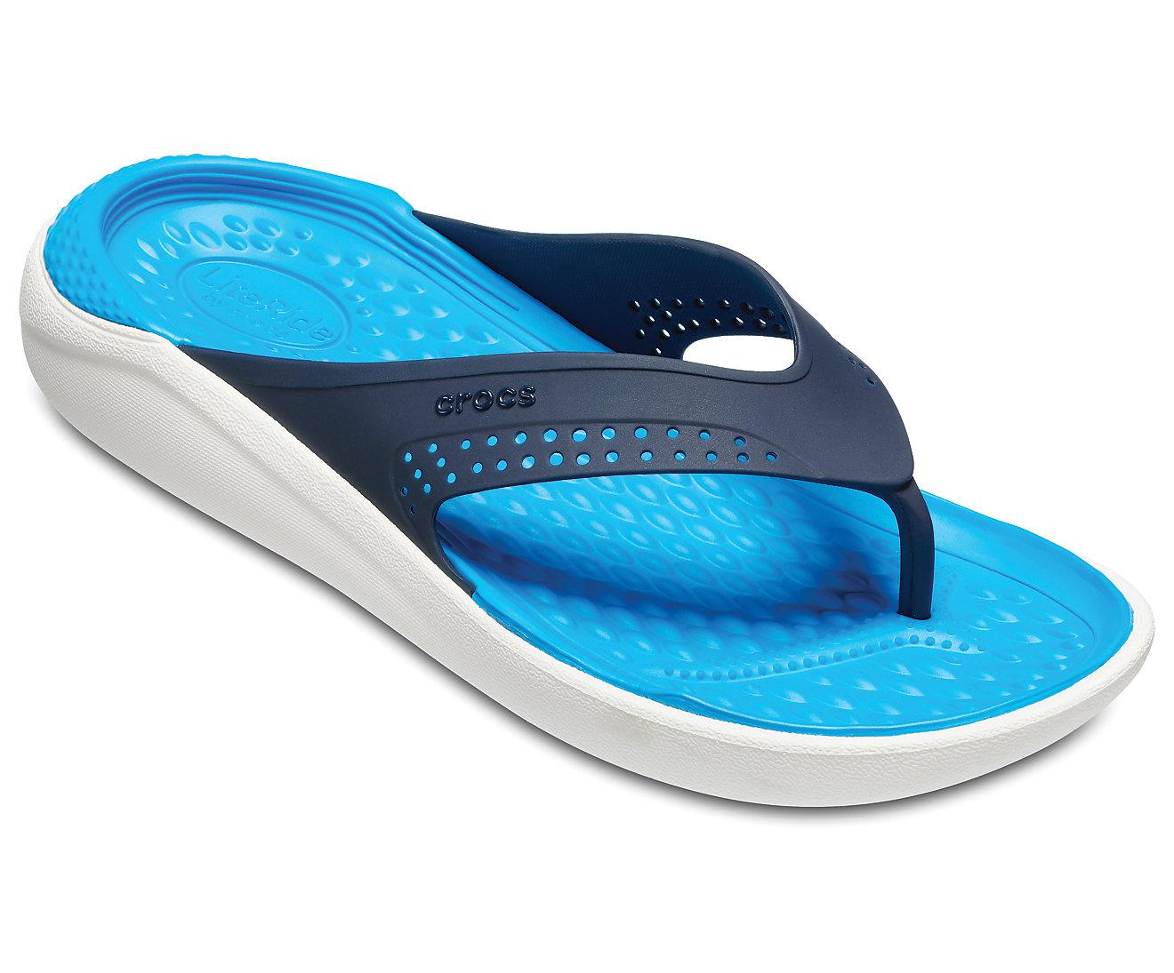 Dép xỏ ngón Crocs LiteRide siêu êm (Blue/trắng)