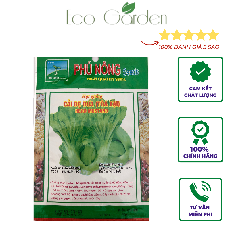 Hạt Giống Cải Bẹ Dưa (Cải Tòa Xại) - 20Gr