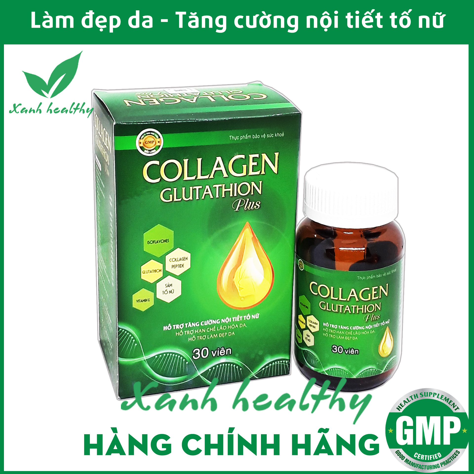 Viên uống giảm tàn nhang COLLAGEN Plus - Hàng chính hãng - nguyên liệu nhập khẩu Ý - uống 1 viên 1 ngày giảm nám, sạm da, khô da, giúp da mịn màng, căng tràn sức sống - Hộp 30 viên Chuẩn GMP
