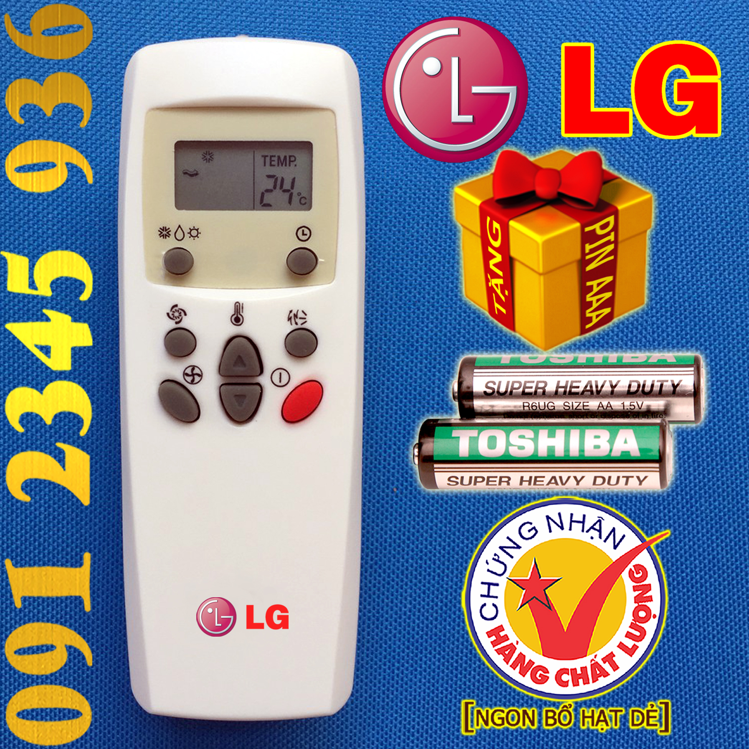 Điều khiển LG cho điều hòa - Phím đỏ màn hình nhỏ có 2 phím.