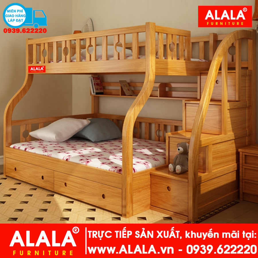 Giường tầng ALALA102 (1m, 1m2) gỗ thông nhập khẩu - www.ALALA.vn® - Za.lo: 📞0939.622220