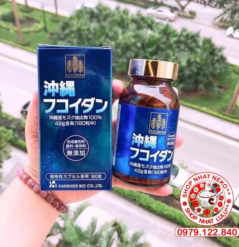 Hộp Tảo Fucoidan Okinawa xanh hỗ trợ ung thư 180 viên Nhật Bản