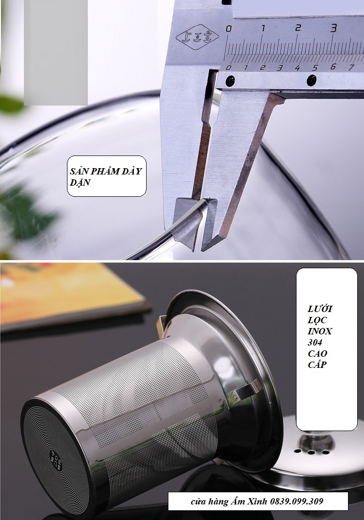 Bình thủy tinh pha trà có lưới lọc dung tích 400 ml