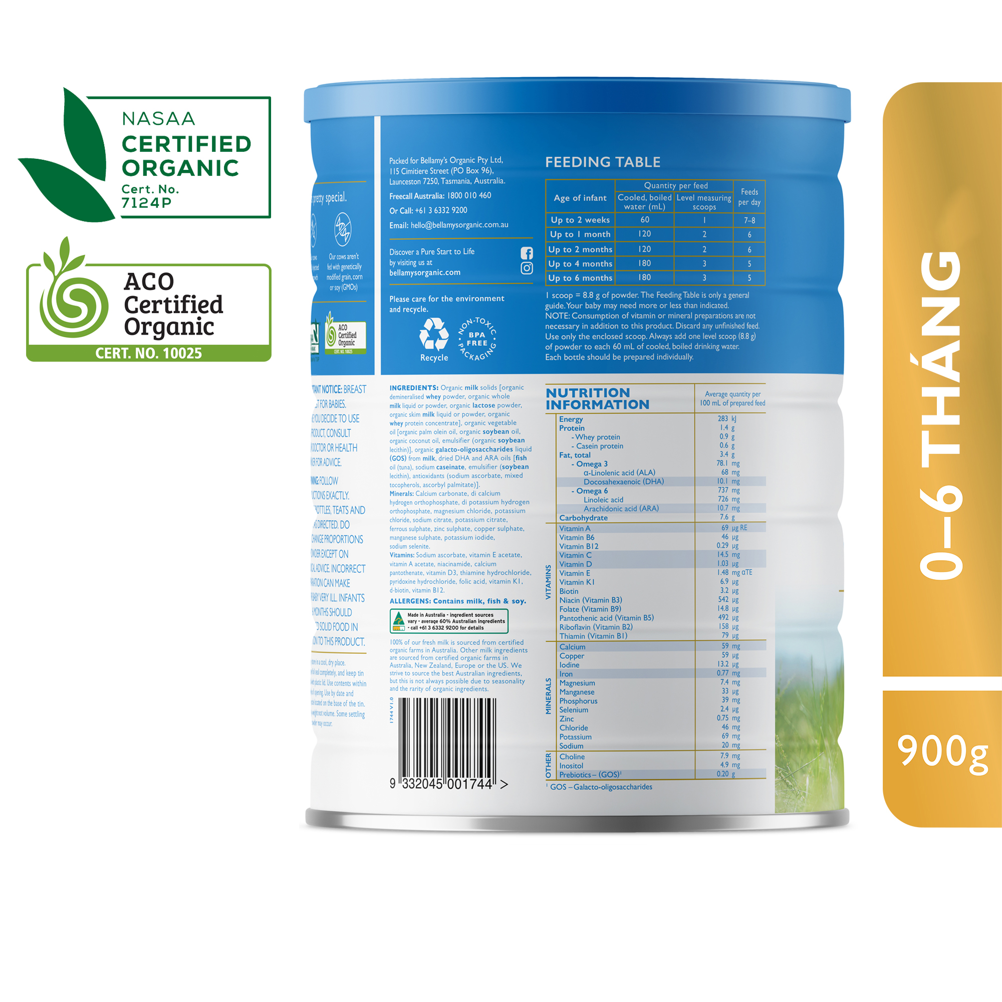 Sữa Công Thức Hữu Cơ Bước 1 Bellamy's Organic