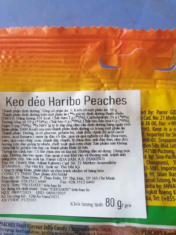 Haribo peaked 80g gum paste imported from Turkey