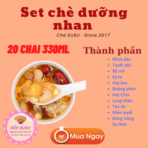 Set chè dưỡng nhan lớn 500gram nấu 20 chai 330 ml
