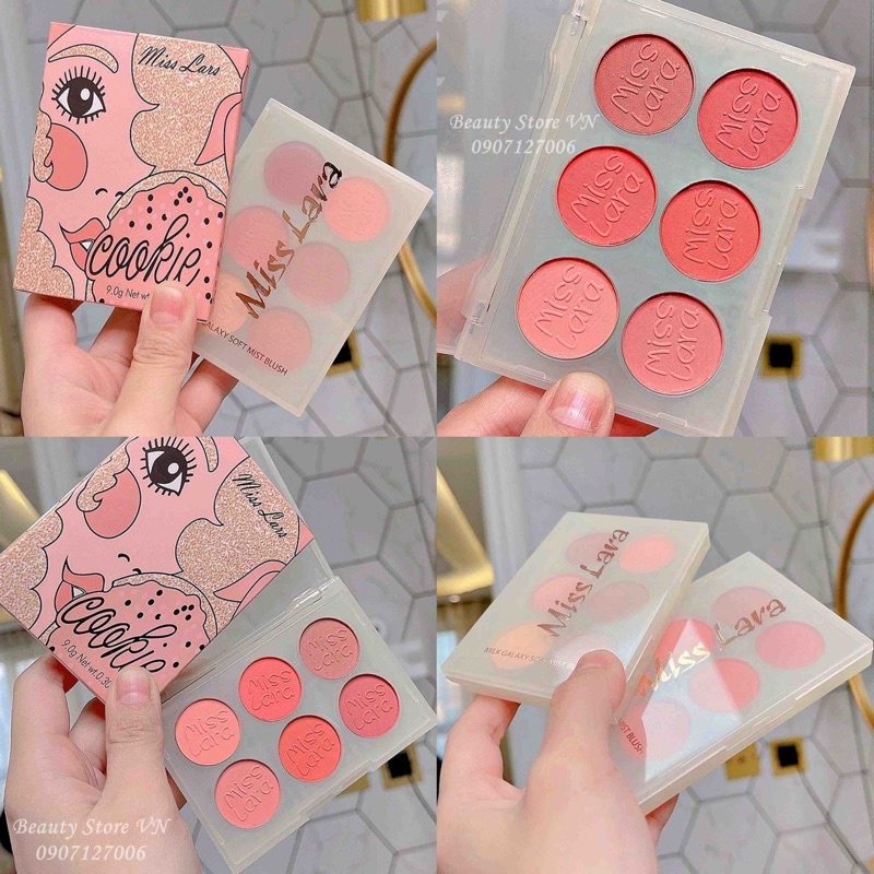 [FREESHIP💋] Bảng Phấn Má Hồng & Phấn Mắt Mini 6 Ô Blusher Eyeshadow Palette