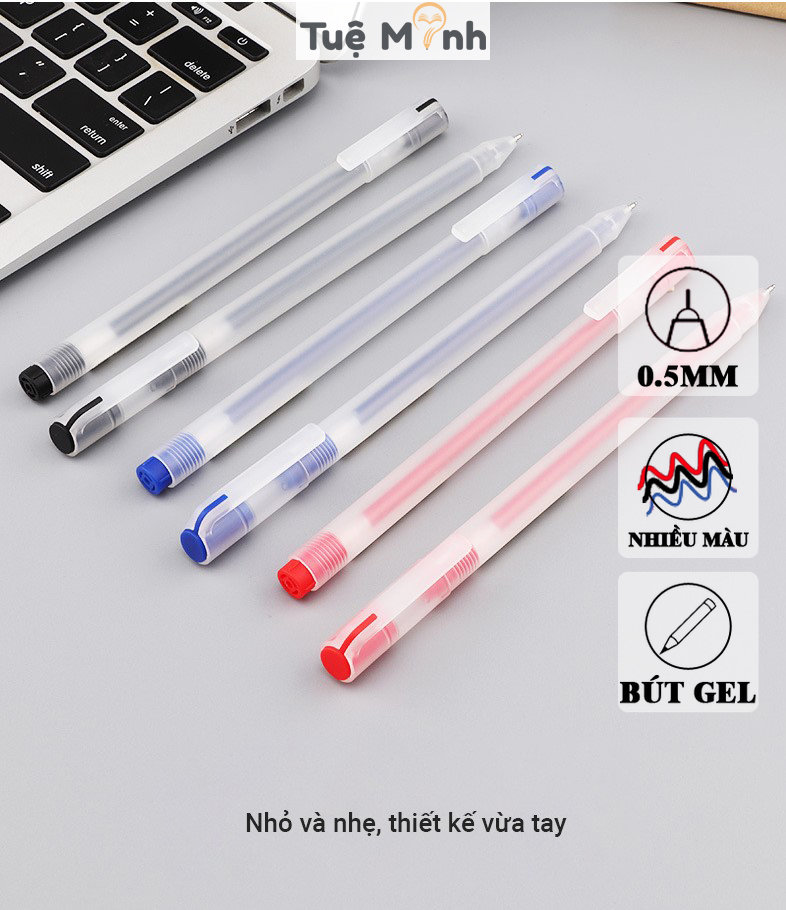 Bút gel nét 0.5mm Baoke thân bút trong suốt ghi chép tiện lợi B20 mực đen/xanh/đỏ
