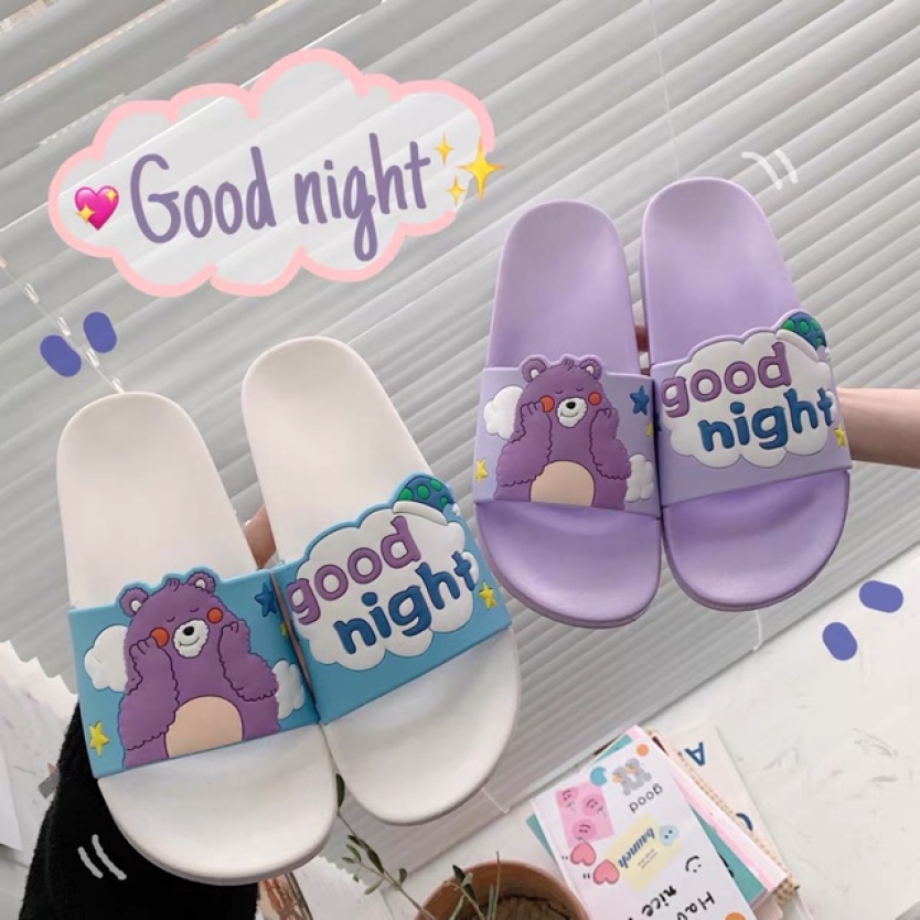 Dép nữ dép lê nữ dép quai ngang nữ hinh gấu Good Night giá rẻ