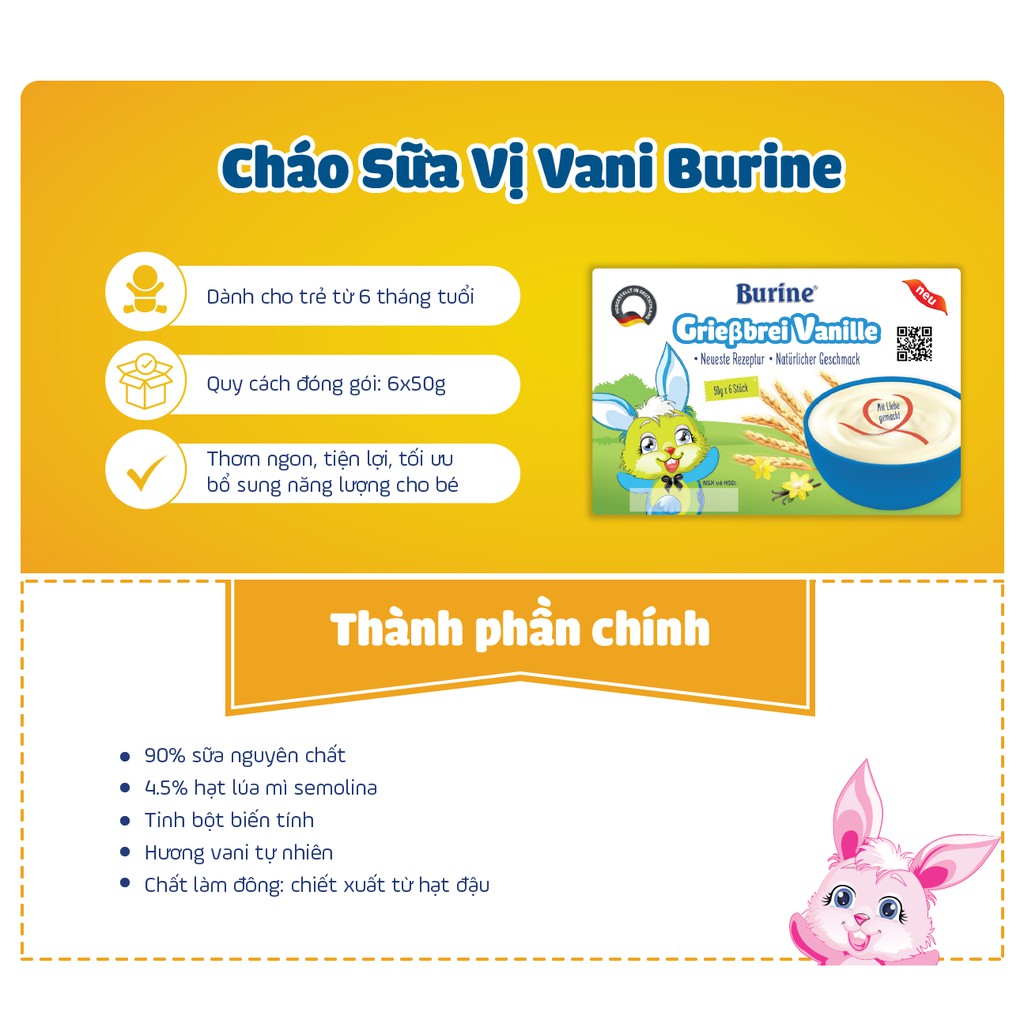[MUA 2 TẶNG 1] Cháo Sữa Burine Đủ Vị Vani, Bích Quy, Pudding (THU VỎ GIẤY)