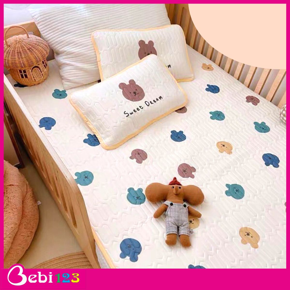 Chiếu Lụa Điều Hoà Kèm Gối Cho Bé 60x120cm
