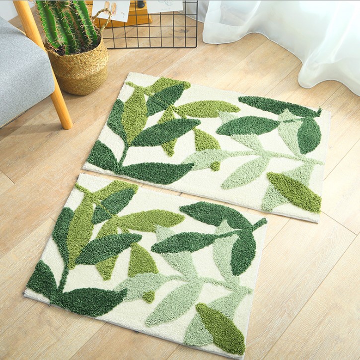 Thảm cotton len chiếc lá xanh