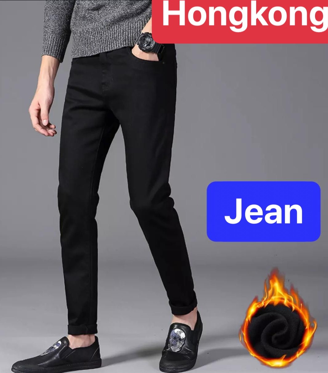 QUẦN JEAN NAM CHẤT BÒ ĐEN TRƠN HÀNG NHẬP QUẢNG CHÂU, CO GIÃN NHẸ CAO CẤP DB-20 - HONG KONG FASHION