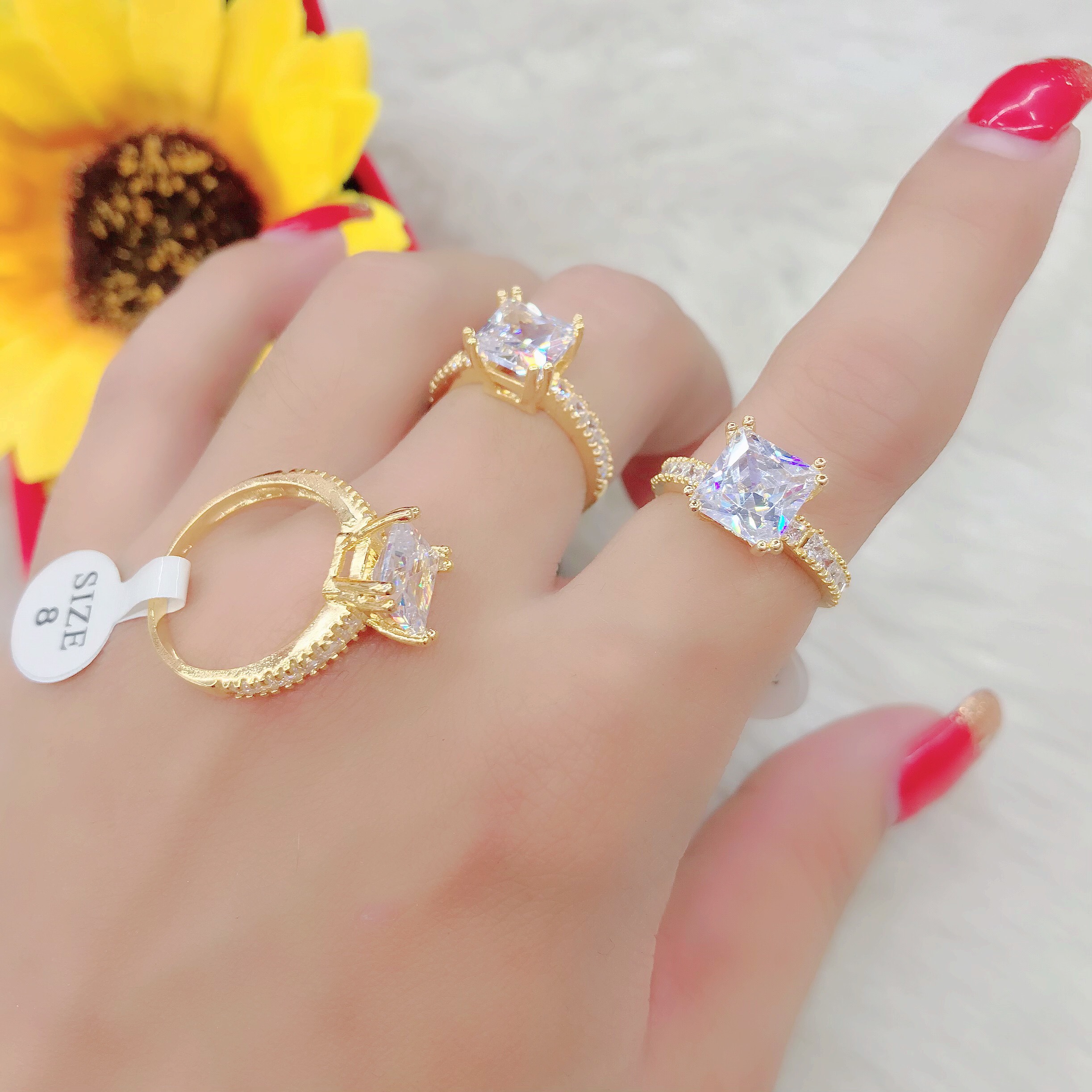 [ QT ] Nhẫn Nữ Mạ Vàng 18K  Bản Nhỏ Đính Xoàn 038R0403 - Mang đi chơi, đi tiệc đều đẹp- Tubi Cony - Tặng Kèm Hộp Trang Sức- nhẫn nữ đẹp, nhẫn nữ thời trang