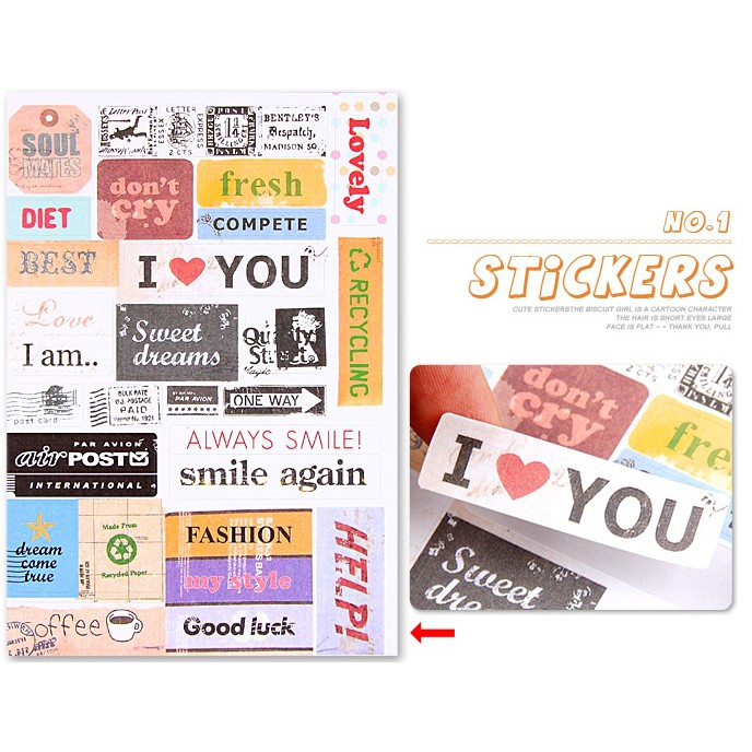 [HCM]Bộ 6 tấm sticker trang trí vintage
