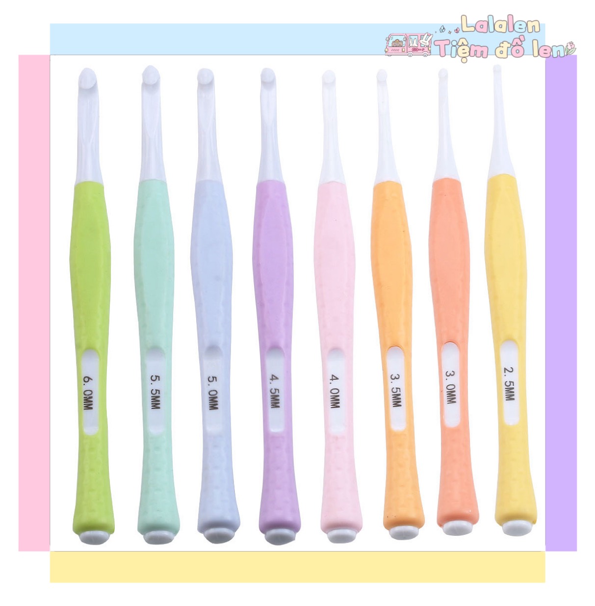Kim móc len cán nhựa màu pastel